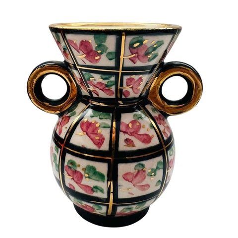 Vintage Hand Painted Small Vase Handles w/ Gold Trim Accents