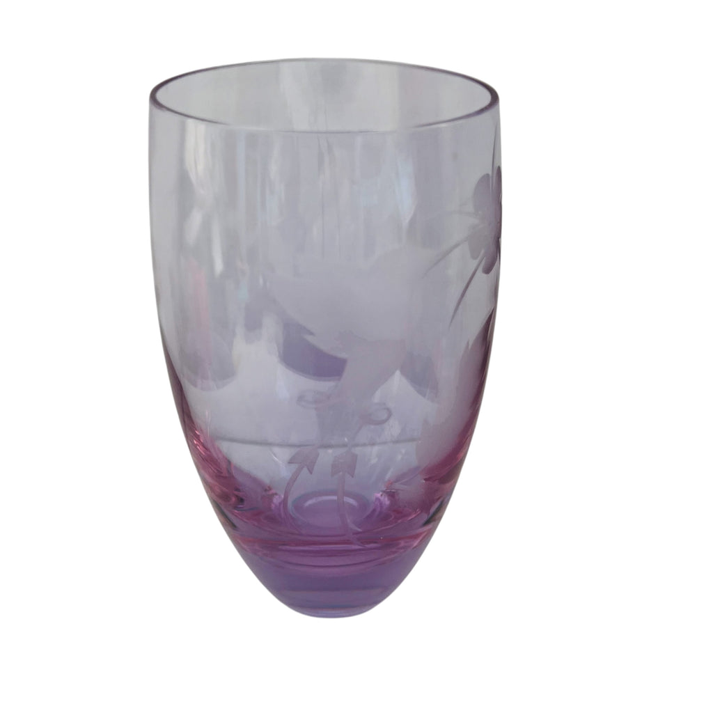 Caithness Studio Art Glass Etched  Hummingbird Vase