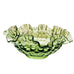 Vintage Fenton Colonial Green Thumbprint Round Ruffle Edge Bowl