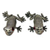 Vintage Frog Metal Figurine Salt and Pepper Shakers - Silver with Red Eyes