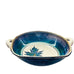 Artist Signed Handmade Purple Blue Hemp Leaf Design Serving Plate with Handles