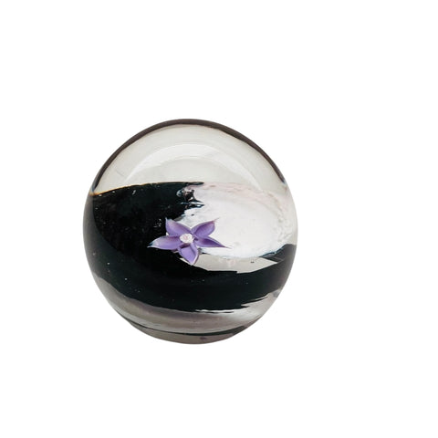 Vintage Caithness Fleur Scotland Lilac Flower Art Glass Paperweight