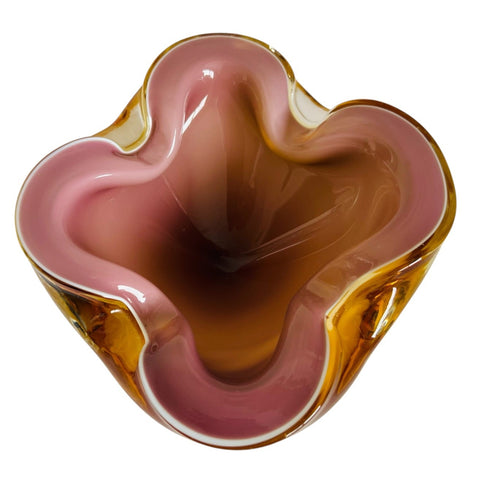 Vintage Alfredo Barbini Murano Glass Tri-Color Sommerso Bowl Ashtray