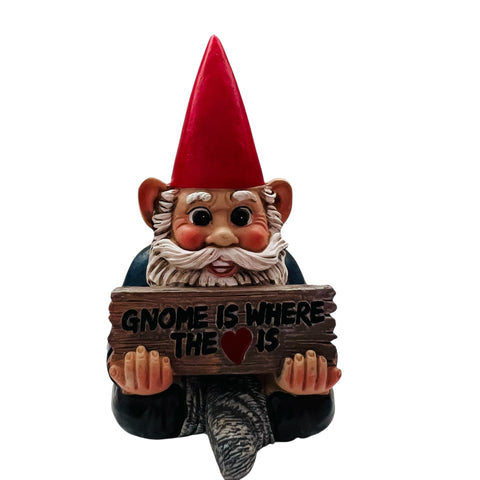 Vintage Gnome Is Where the Heart Is Red Hat Figurine