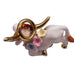 Vintage Bisque Long Horn Bull Angel Cow Applied Flowers Figurines