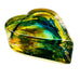Robert Held Art Glass  Blue Yellow Green Heart Paperweight