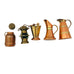 Set of 5 Vintage Brass and Copper Miniature Pitcher Lantern Curios
