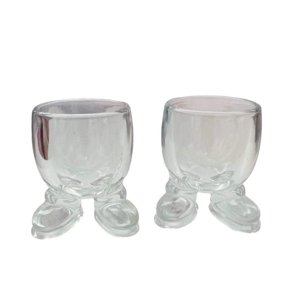 Clear Glass Egg Cups with Feet – Set of 2