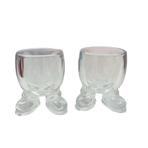Clear Glass Egg Cups with Feet – Set of 2