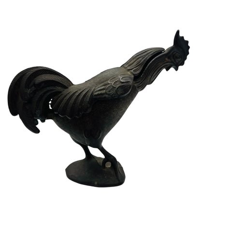 Vintage Brass Metal Rooster Hinged Trinket Ashtray
