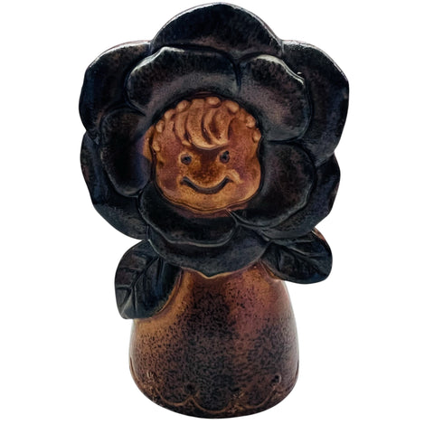 Vintage Flower Face Ceramic Anthropomorphic Salt Shaker