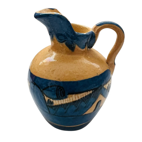 Vintage Miniature Pottery Decorative Hand Made Hand Painted Signed Pitcher