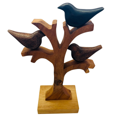 Handcrafted Wooden Tree with Birds