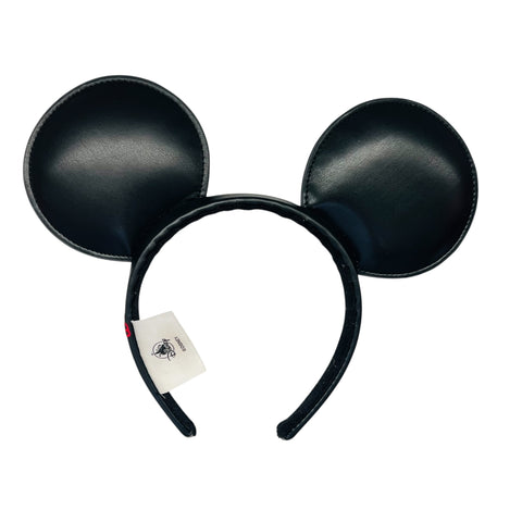 Disney Parks Mickey Mouse  Black Faux Leather Ears Headband
