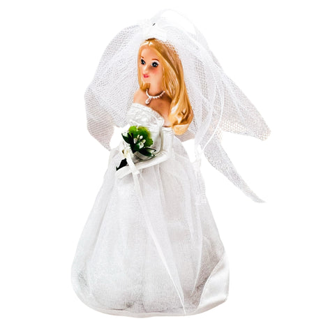 Hallmark Porcelain Barbie Mattel Blonde 2002 Bridal Doll Cake Topper-Ornament