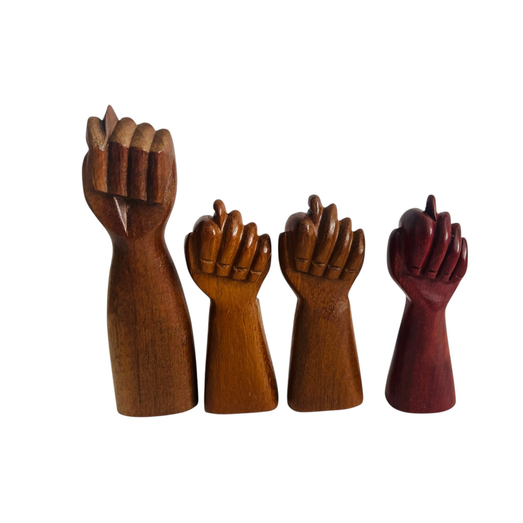 Vintage Hand Carved Lucky Figa Wood Sculpture Lot of 4