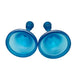 Dugan Diamond Celeste Blue Glass Enameled White Trim Candle Holders