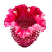 Vintage Fenton Cranberry Opalescent Glass Hobnail Crimped Vase
