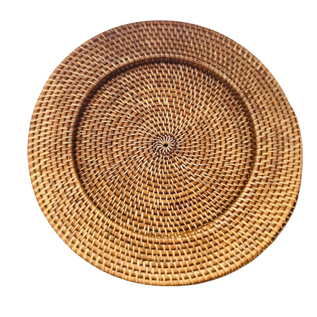 Woven Rattan-Style Round Charger Plate -Set of 8