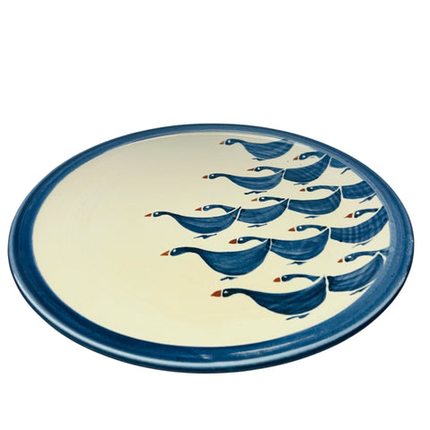 Vintage Michael Redwine Studio Pottery Blue Goose Clay Artist Signed Plate