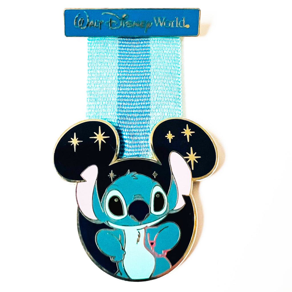 Disney Walt Disney World Stitch Blue Ribbon Medal Pin