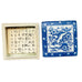 Vintage Chinese Square Blue & White Fish Trinket Box w/Lid