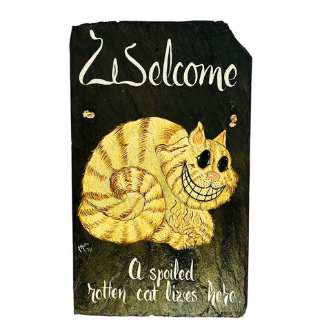 Cheshire Cat Welcome Slate Hanging Sign