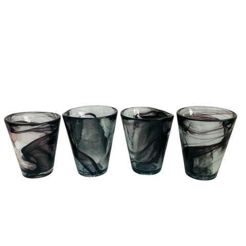 Kosta Boda Swirl Glass Cup by Artist Ulrica Hydman Vallien Sweden Set of Four