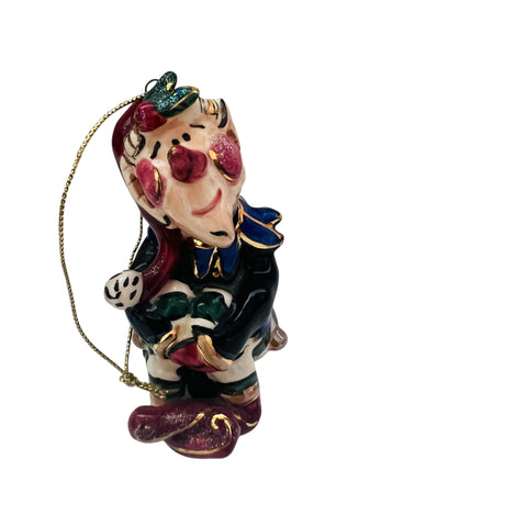 Vintage Blue Sky Elf Clayworks Heather Goldminc Jester Figure Ornament