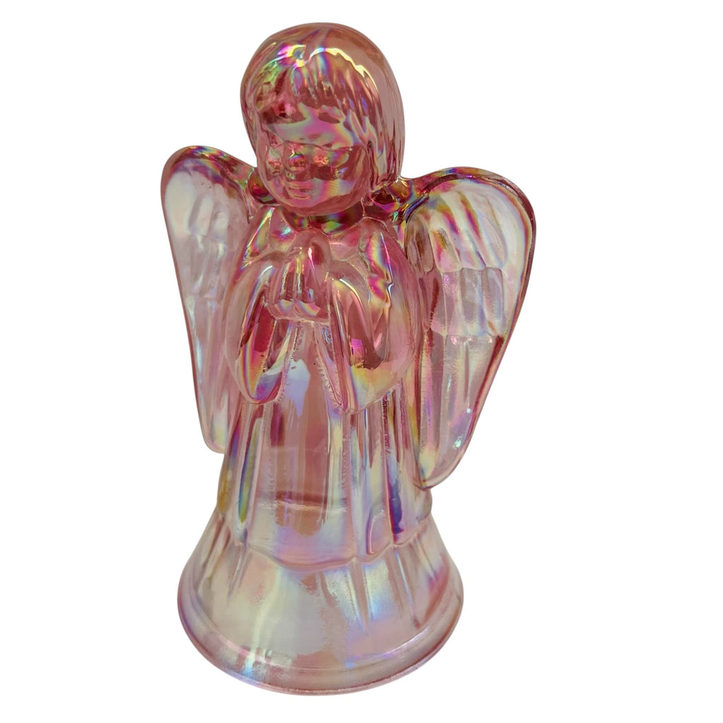 Vintage Fenton Pink Iridescent Art Glass Angel Figurine
