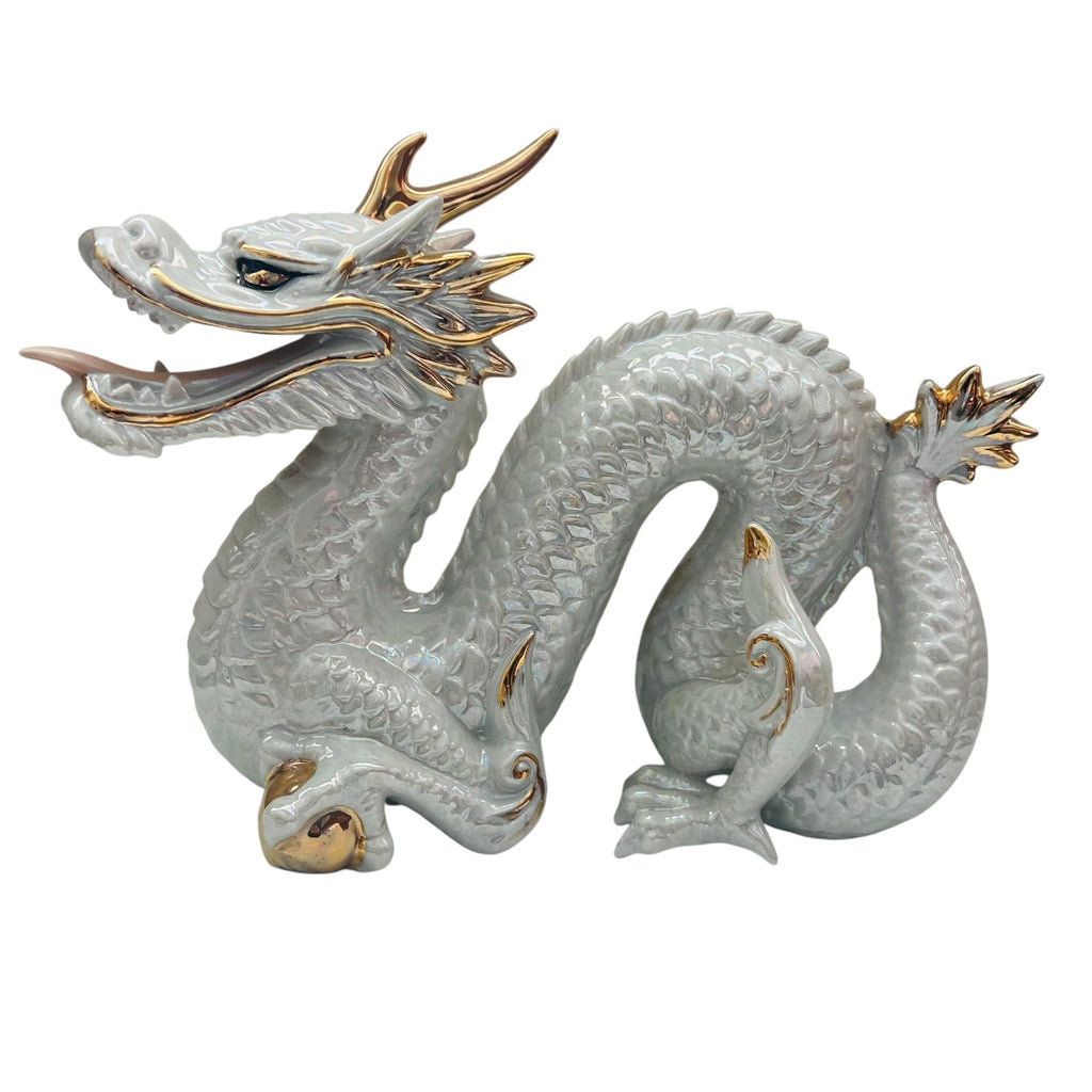 Vintage Yoshimi K Porcelain Double Horned Foo Dragon Figurine Japan