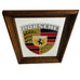 Vintage Porsche Stuttgart Logo Wall Mirror Wood Frame