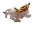 Vintage Bisque Long Horn Bull Angel Cow Applied Flowers Figurines