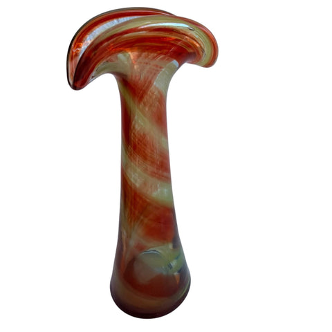 Vintage Hand Blown Swirl Glass Bud Vase