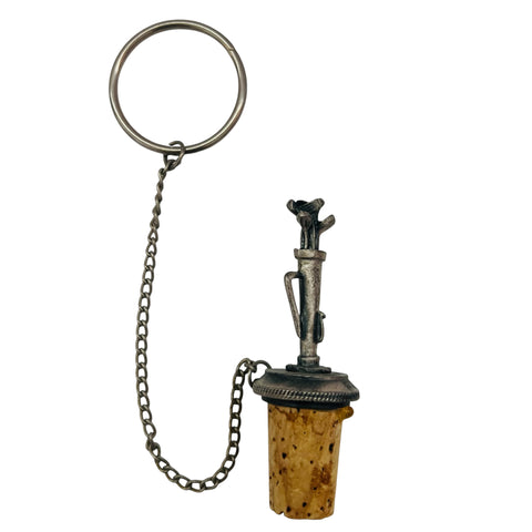 Vintage Pewter Wine Cork Bottle Stopper Golf Bag