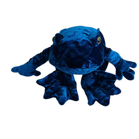 Vintage Commonwealth Velvet Blue Frog Stuffed Animal Plush
