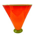 Mid‑Century Modern Lime Green Rim Orange Art Glass Signed Vase