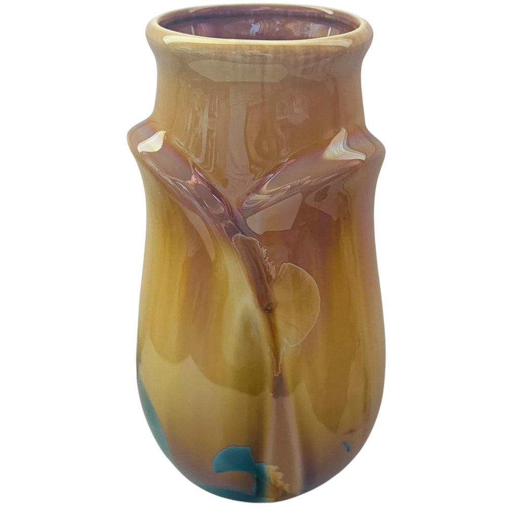 Studio Art Gloss Yellow Blue Tulip Design Vase