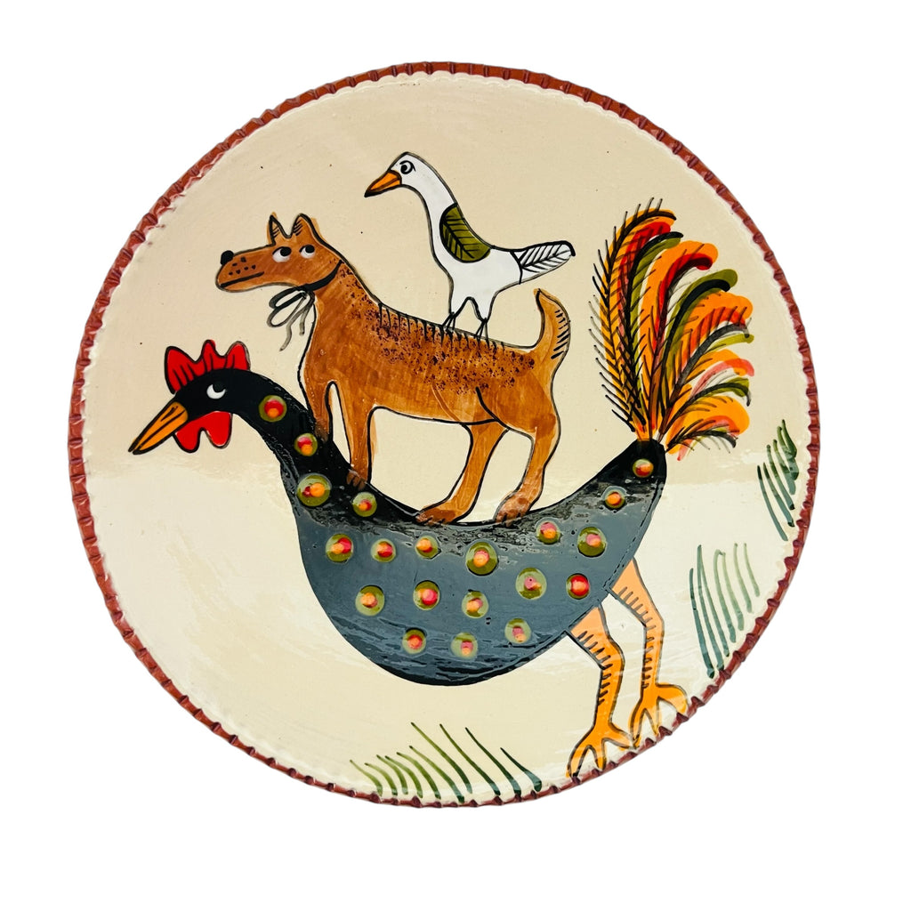 Selinda Kennedy Hand Painted Redware Animal Plate Dish Signed