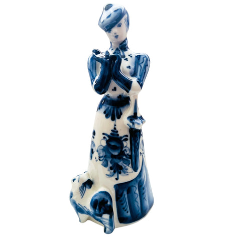 Vintage Victorian Lady with dog Hand Painted Porcelain Figurine