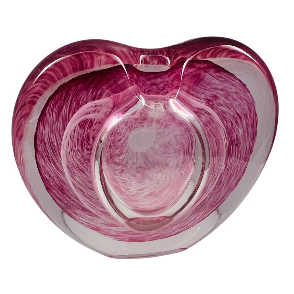Vintage Heart Shaped Paperweight Art Glass Bud Vase