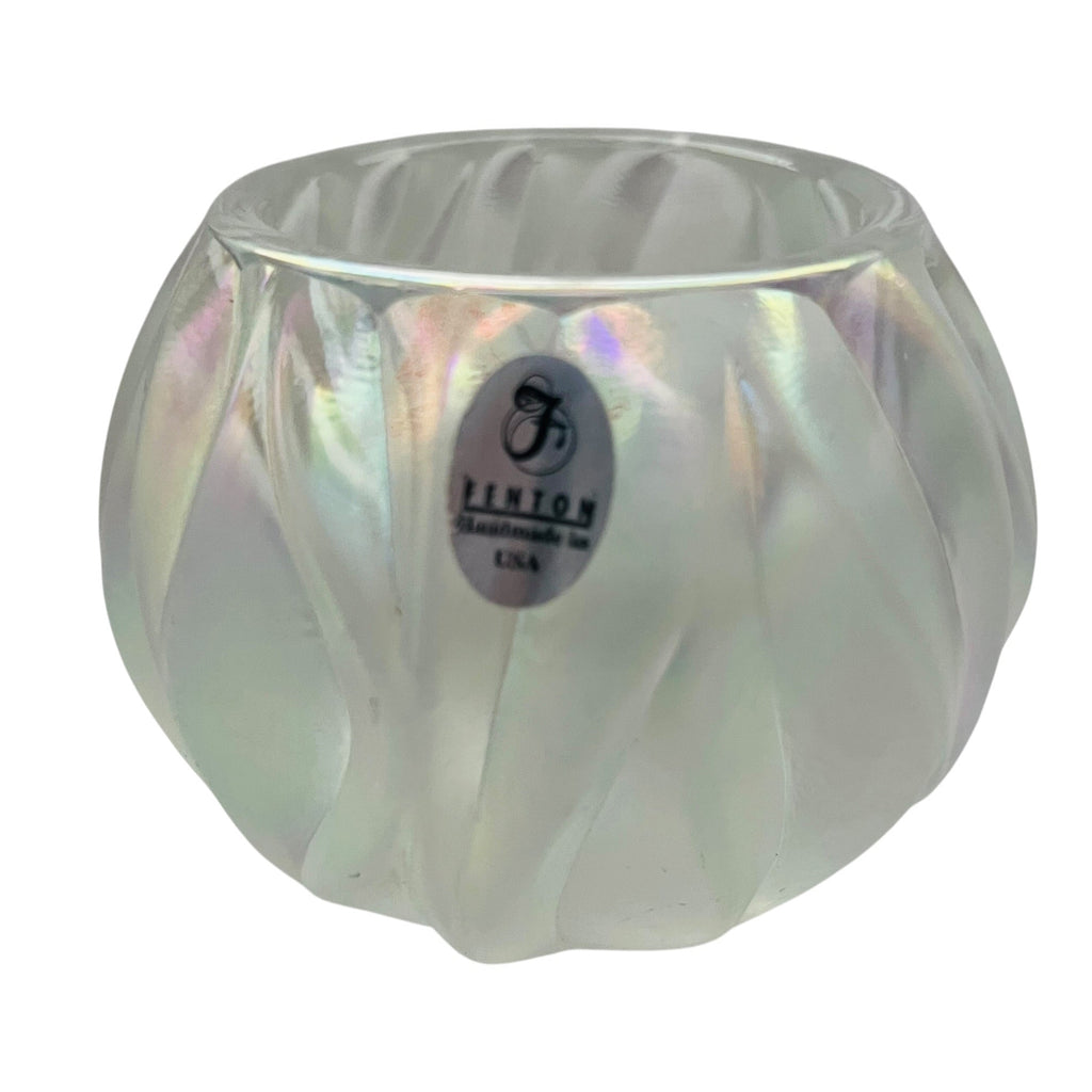 Vintage Fenton Art Glass Pearl Iridescent Round Votive Candleholder