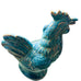 Rooster Pottery Glazed Blue/Green/Aqua Statue