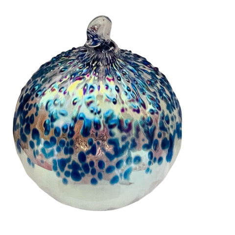 Studio Art Glass Tom Stoenner Hand Blown Lapis Globe Ornament