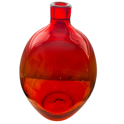 Vintage Tangerine Orange MCM Glass Ball Vase