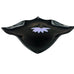 Vintage Fused Black Glass Tray Plate with Purple Flower Design