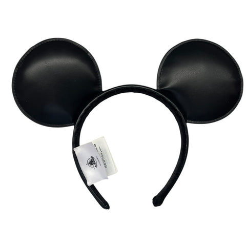 Disney Parks Mickey Mouse Black Faux Leather Headband Ears