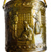 Vintage Brass Colonial Scene for Coal or Firewood Brass Bucket with Handle