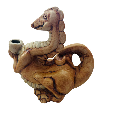 Vintage Renaissance Festival Hand Sculpted Clay Pottery Dragon Candle or Incense Holder