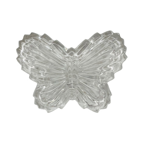 Vintage Crystal Glass Butterfly Trinket Box with Lid